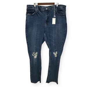NWOT GOOD AMERICAN Good 90’s Icon Distressed Straight Jeans.